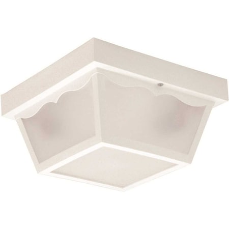 8.25 In. 1-Light White Square Outdoor Ceiling Flush Mount Fixture